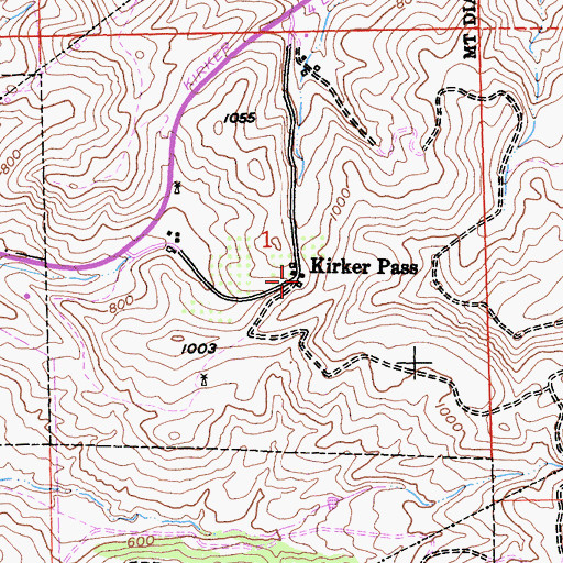 Topographic Map of Kirker Pass, CA