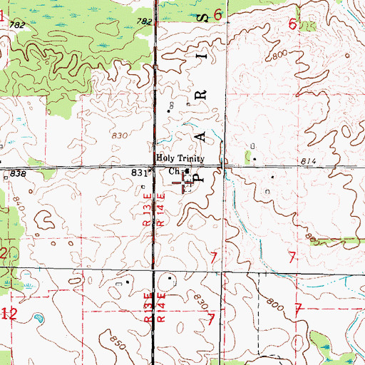 Topographic Map of Holy Trinity German Catholic Cemetery, MI