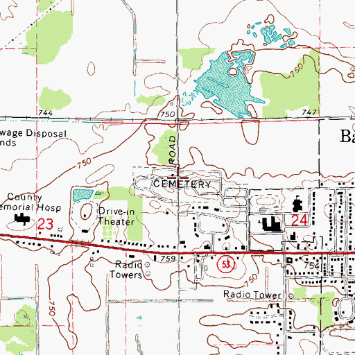 Topographic Map of Colfax Township Cemetery, MI
