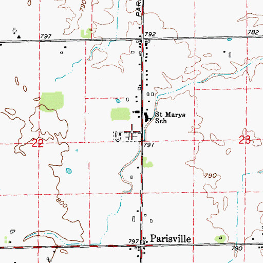 Topographic Map of Saint Mary's Catholic Cemetery, MI