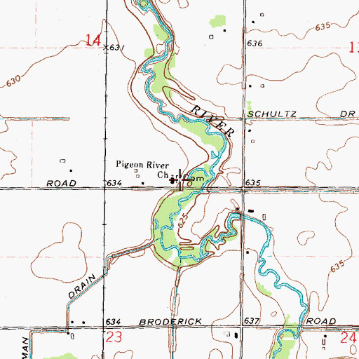 Topographic Map of Pigeon River Mennonite Cemetery, MI