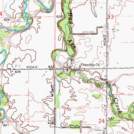 Topographic Map of Chandler Township Cemetery, MI