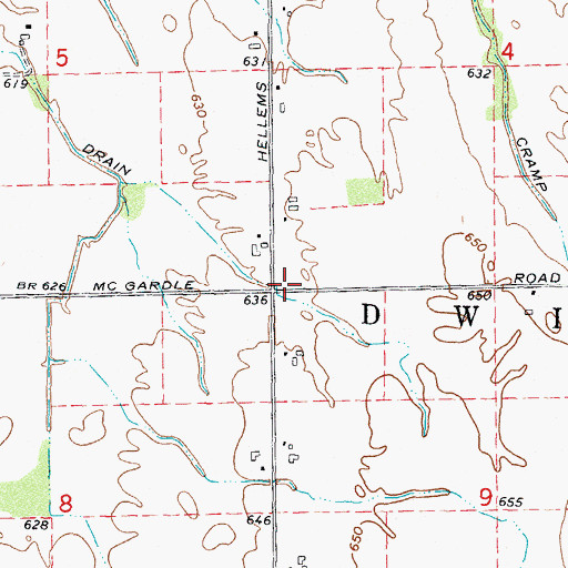 Topographic Map of Hellems Post Office (historical), MI