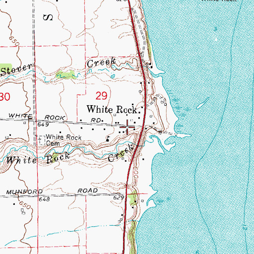 Topographic Map of White Rock School Historical Marker, MI