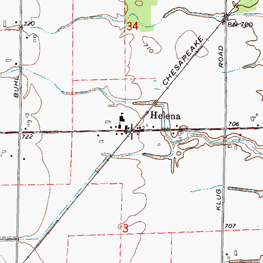 Topographic Map of Helena Post Office (historical), MI