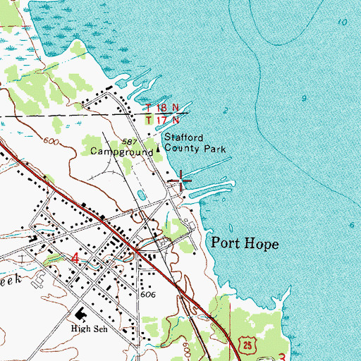 Topographic Map of Port Hope Chimney Historical Marker, MI