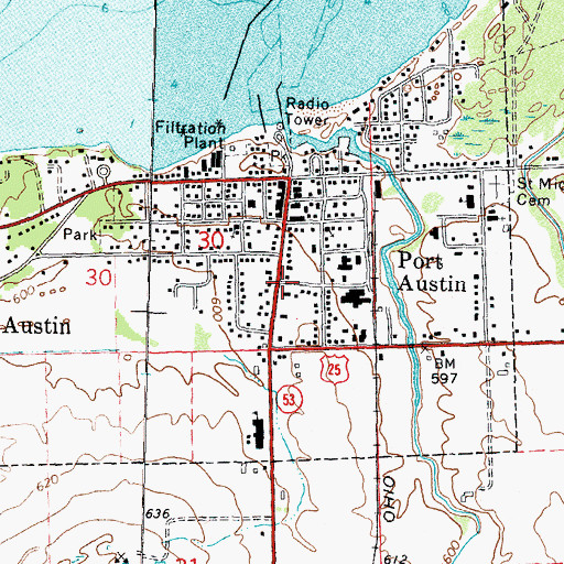 Topographic Map of Charles G Learned Historical Marker, MI