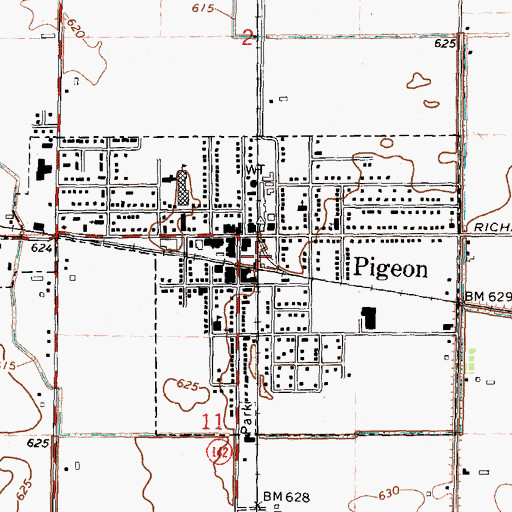 Topographic Map of Pigeon Depot Historical Marker, MI