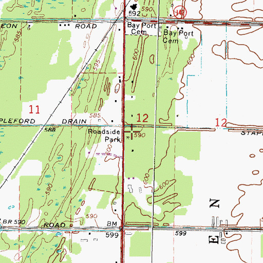 Topographic Map of Great Fire of 1881 Historical Marker, MI