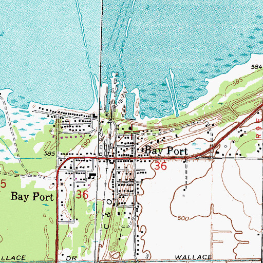 Topographic Map of Stagecoaches Historical Marker, MI