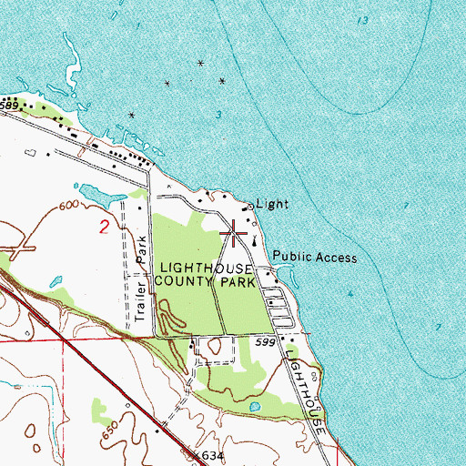 Topographic Map of Pointe aux Barques Lighthouse Historical Marker, MI