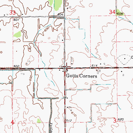 Topographic Map of Gotts Post Office (historical), MI
