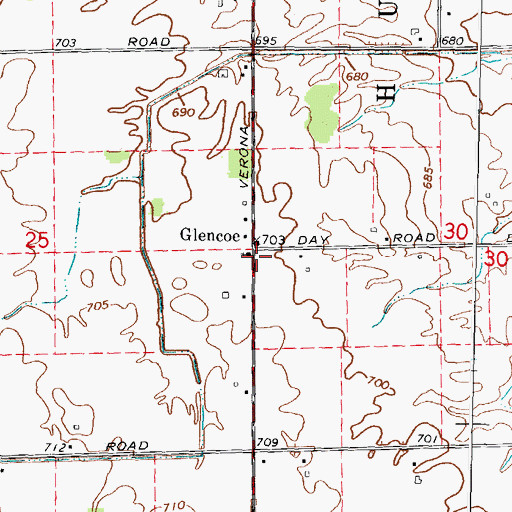 Topographic Map of Glencoe Post Office (historical), MI