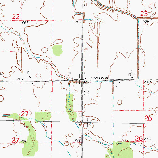 Topographic Map of Crown Post Office (historical), MI