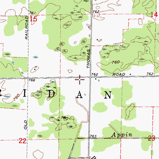 Topographic Map of Appin Post Office (historical), MI