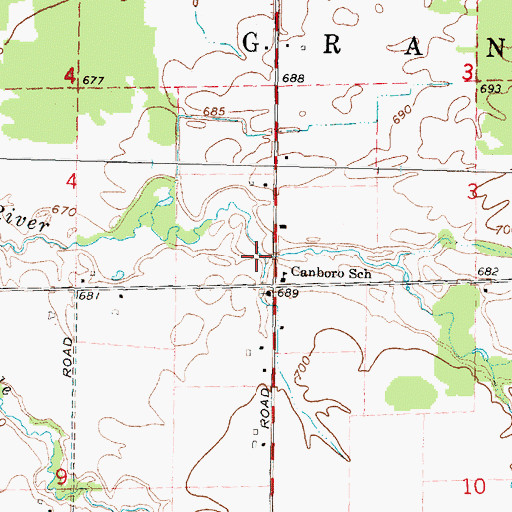 Topographic Map of Canboro Post Office (historical), MI