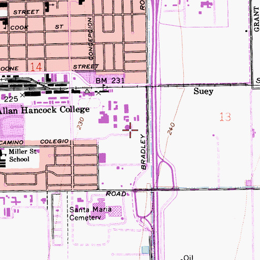 Topographic Map of Sports Pavilion (Allan Hancock College - Main Campus), CA