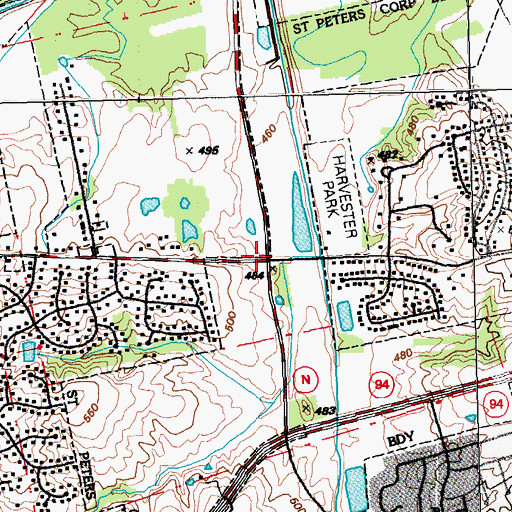 Topographic Map of Saint Charles Community College, MO
