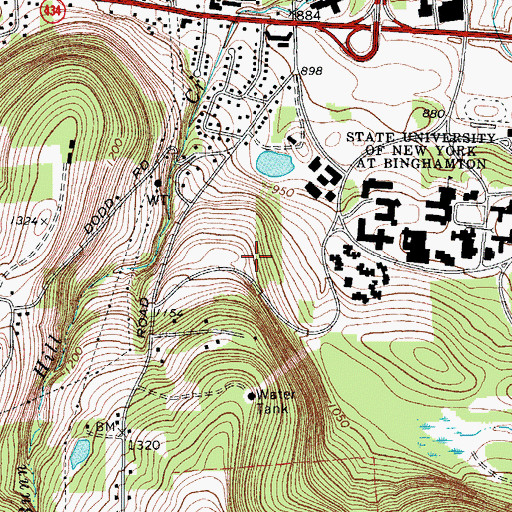 Topographic Map of Adirondack Residence Hall, NY