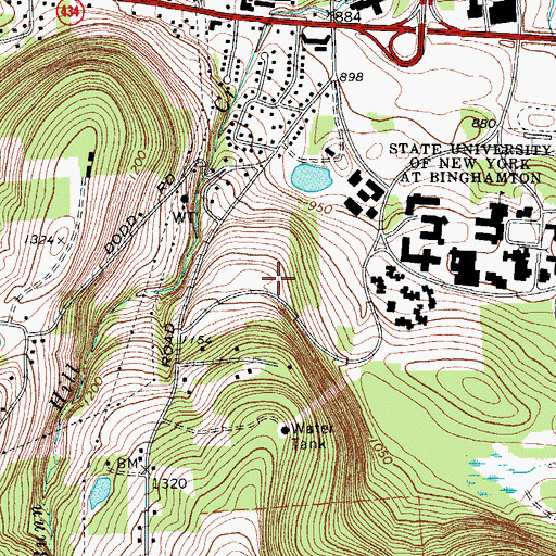 Topographic Map of Belmont Residence Hall, NY