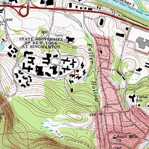 Topographic Map of Endicott Residence Hall, NY