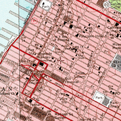 Topographic Map of Amphion Theatre (historical), NY