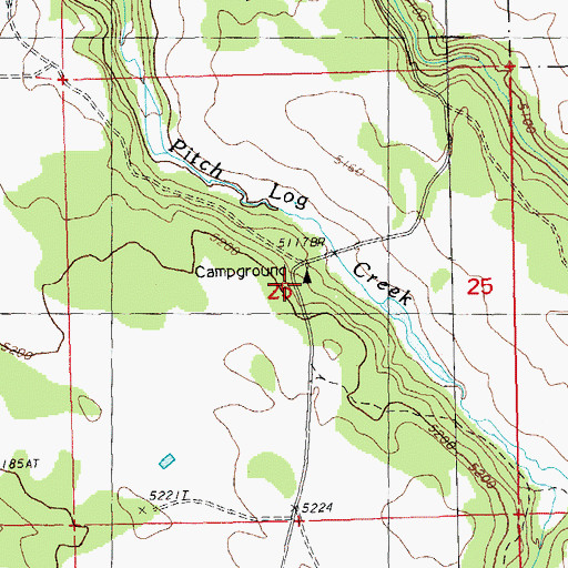 Topographic Map of Pitch Log Recreation Site, OR