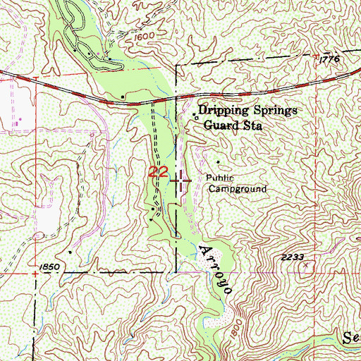 Topographic Map of Dripping Springs Campground, CA