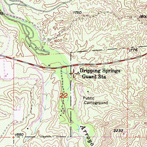 Topographic Map of United States Forest Service Cleveland National Forest Station - Dripping Springs, CA