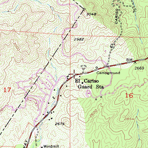 Topographic Map of El Cariso Picnic Site, CA