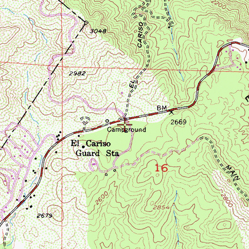 Topographic Map of Fire Fighter Memorial Picnic Site, CA