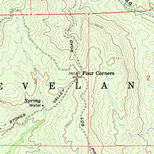 Topographic Map of Four Corners Trailhead, CA
