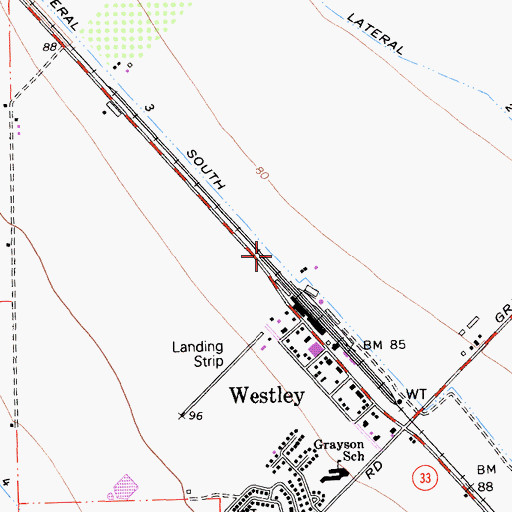 Topographic Map of Lateral Three South, CA