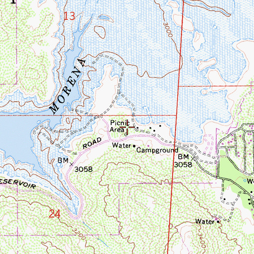 Topographic Map of Lake Morena Picnic Site, CA