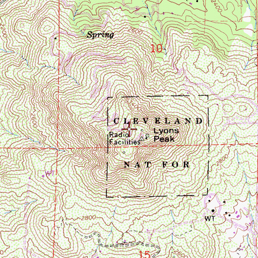 Topographic Map of Lyons Peak Lookout, CA