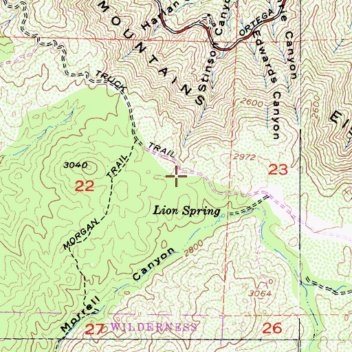 Topographic Map of Morgan Trailhead, CA