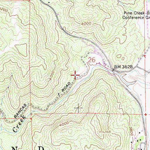 Topographic Map of Pine Creek Trailhead, CA