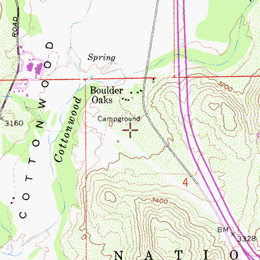 Topographic Map of Boulder Oaks Campground, CA
