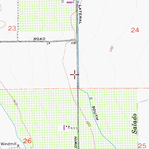 Topographic Map of Lateral Five South, CA