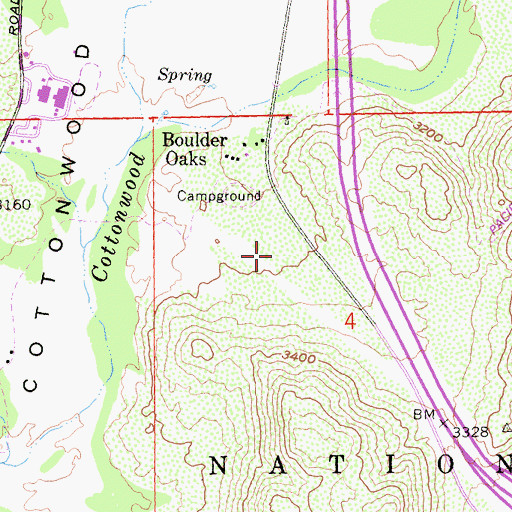 Topographic Map of Boulder Oaks Trailhead, CA