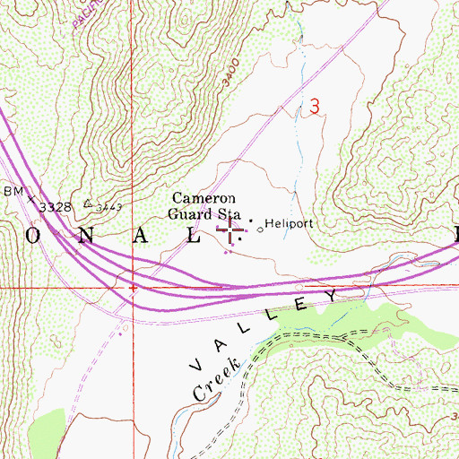 Topographic Map of Cameron Fire Station, CA