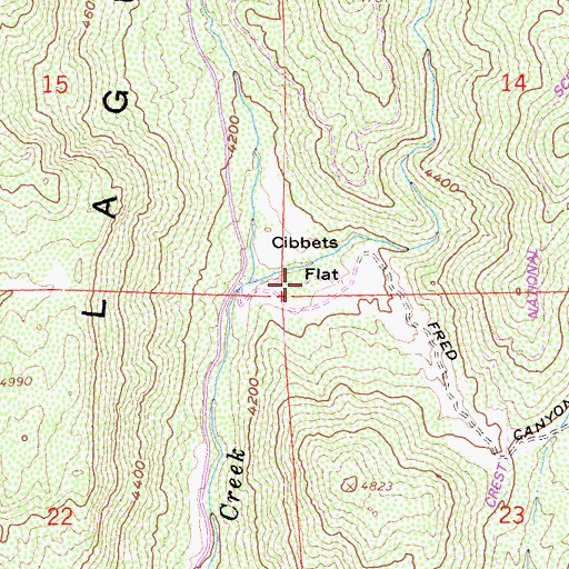 Topographic Map of Cibbets Flat Campground, CA