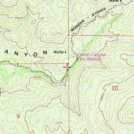Topographic Map of Corral Canyon Campground, CA