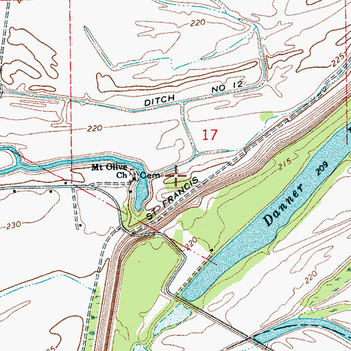 Topographic Map of Bradley Landing (historical), AR