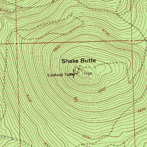 Topographic Map of Shake Butte Lookout, OR