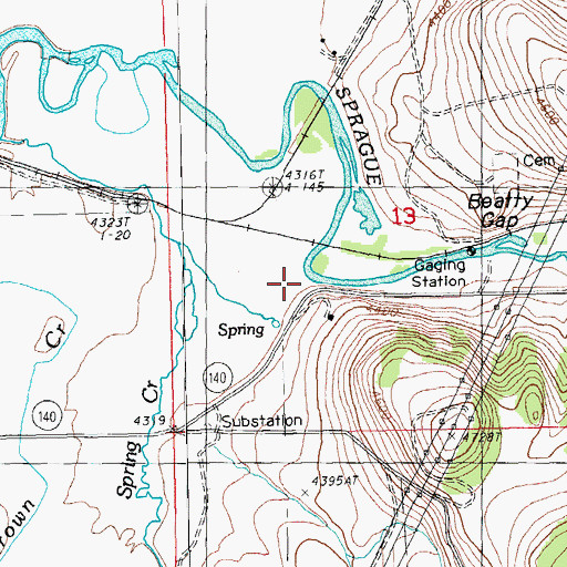 Topographic Map of Sycan Siding Trailhead, OR
