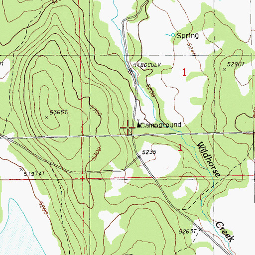 Topographic Map of Wildhorse Recreation Site, OR