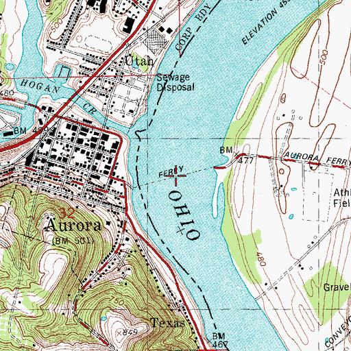 Topographic Map of Aurora Ferry, KY