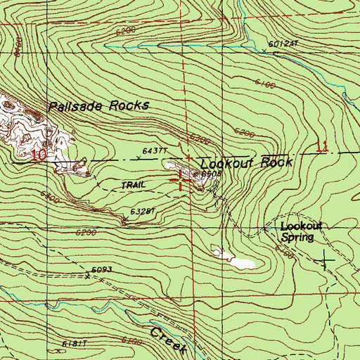 Topographic Map of Lookout Rock Lookout, OR