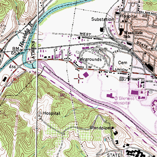 Topographic Map of Appalachian Behavioral Healthcare Athens Campus, OH